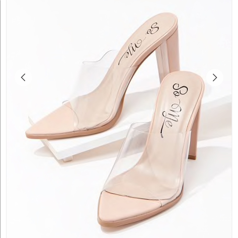 Translucent Open-Toe Block Heels
